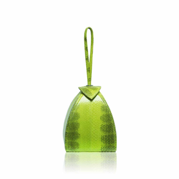 Bangkok Bootery Maria Sea Snake Skin with Lines Lime and Black Bag, view 2