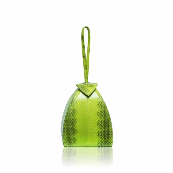 Maria Sea Snake Skin with Lines Green and Black Bag Bags Bangkok Bootery Luxury Shoes 