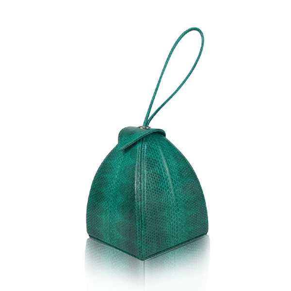 Maria Sea Snake Skin with Lines Green and Black Bag Bags Bangkok Bootery Luxury Shoes 