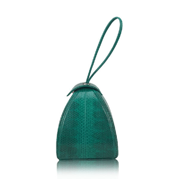 Bangkok Bootery Maria Sea Snake Skin with Lines Green and Black Bag, view 2