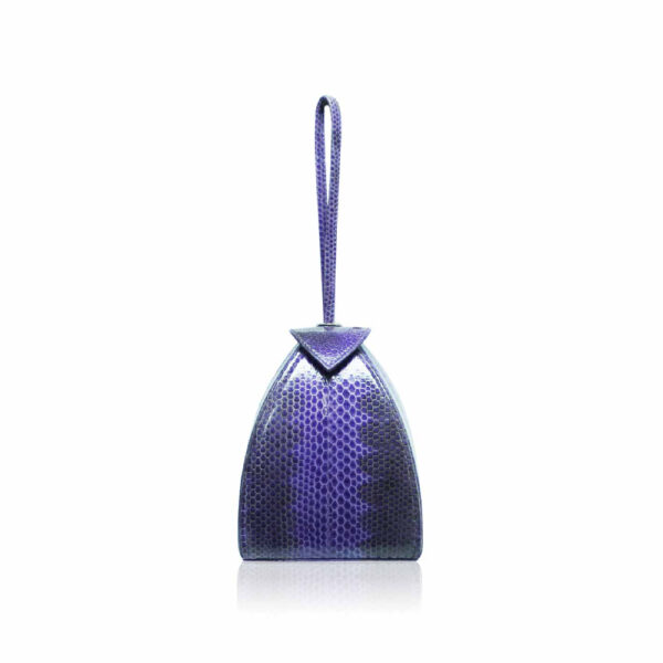 Bangkok Bootery Maria Sea Snake Skin with Lines Light Purple and Black Bag, view 2