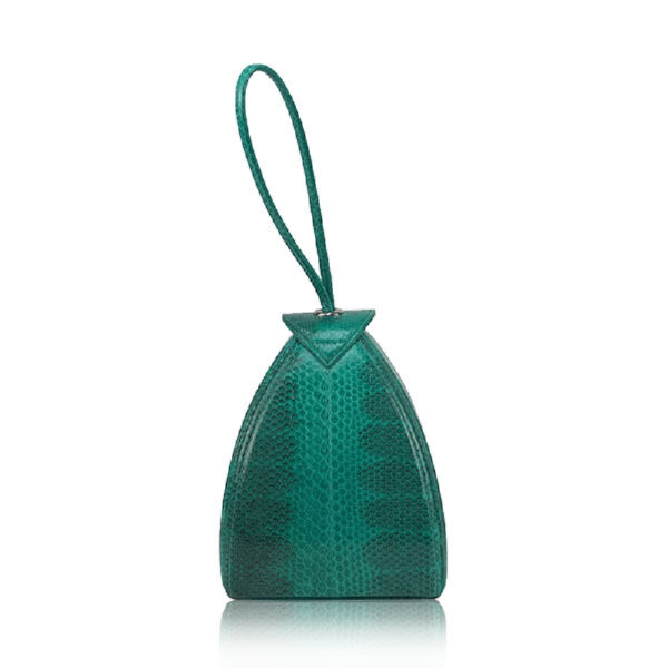 Bangkok Bootery Maria Sea Snake Skin with Lines Green and Black Bag, view 3