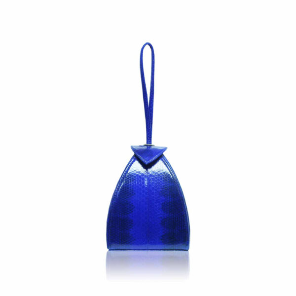 Bangkok Bootery Maria Sea Snake Skin with Lines Royal Blue and Black Bag, view 2