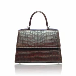 Matt dark brown Crocodile Handbag Goldmas 1 Matt dark brown Crocodile Handbag Goldmas