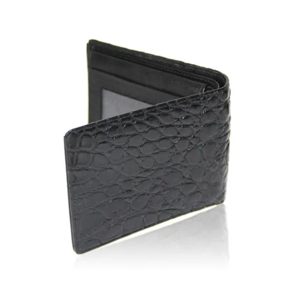 black crocodile hornback leather wallet
