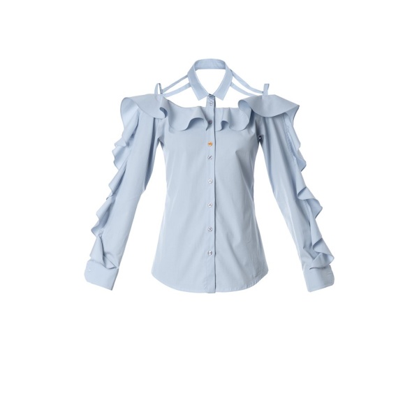 Ruffled bare shoulder shirt Clothing top Luxury Shoes 
