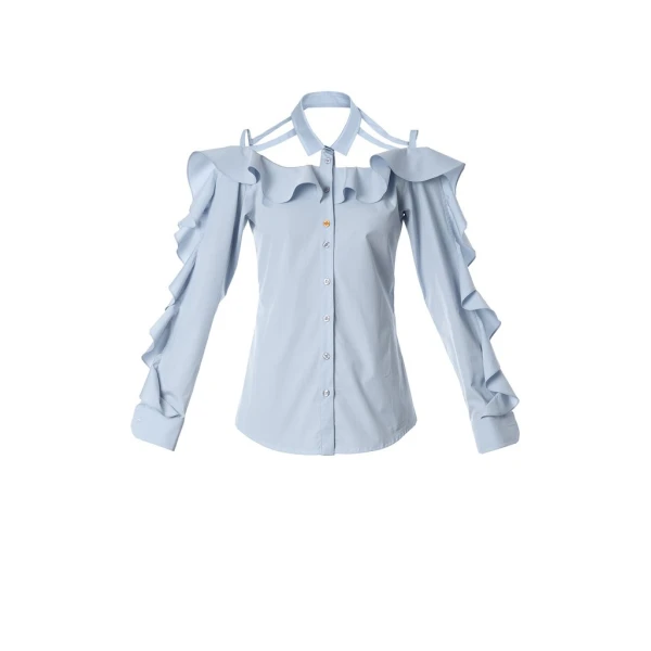 Ruffled bare shoulder shirt Clothing top Luxury Shoes 