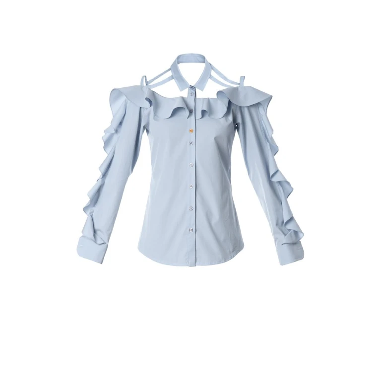 Ruffled bare shoulder shirt Clothing top Luxury Shoes 