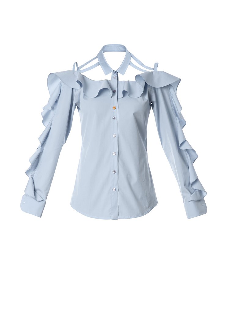 Ruffled bare shoulder shirt Clothing top Luxury Shoes 