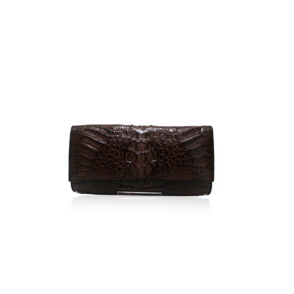 Luana Crocodile Brown Leather Clutch Bag Bags Bangkok Bootery Luxury Shoes 