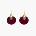 Hujan 24 Karats Gold Plated Bronze With Magenta  Threads Hoop Earrings Earrings best seller Luxury Shoes 