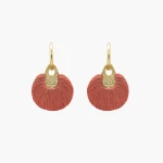 Hujan 24 Karats Gold Plated Bronze With Salmon  Threads Hoop Earrings Earrings best seller Luxury Shoes 