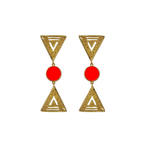 Flor Amazona women’s cordillera red gold earrings Jewelry  Luxury Shoes 