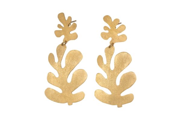 Alejandra de Coss women’s double Leaf earrings in gold plated Earrings contemporary jewellery Luxury Shoes 