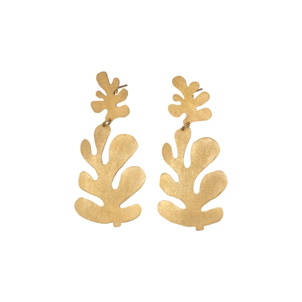 Alejandra de Coss women’s double Leaf earrings in gold plated Earrings contemporary jewellery Luxury Shoes 