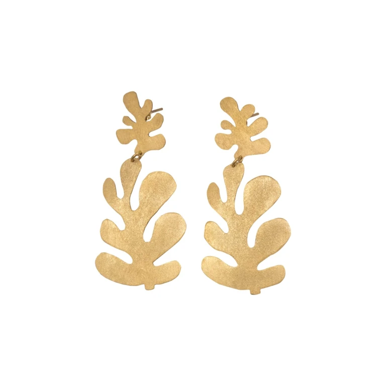 Alejandra de Coss women’s double Leaf earrings in gold plated Earrings contemporary jewellery Luxury Shoes 