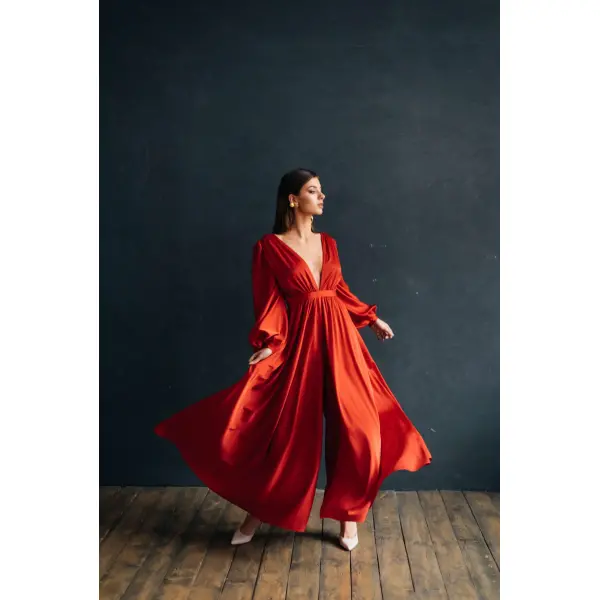 Silk Red With Baroque Pearl  Jumpsuit Clothing buy red dress Luxury Shoes 