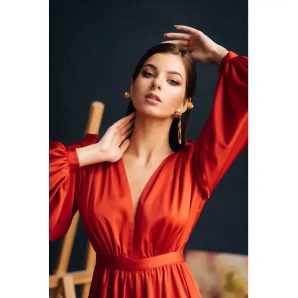Silk Red With Baroque Pearl  Jumpsuit Clothing buy red dress Luxury Shoes 