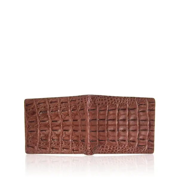 Tan crocodile hornback leather men's wallet