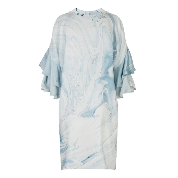 Blue bow neck marbled dress Clothing dress Luxury Shoes 
