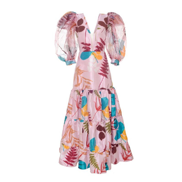Manglar pink brown leaves dress – XS   Luxury Shoes 