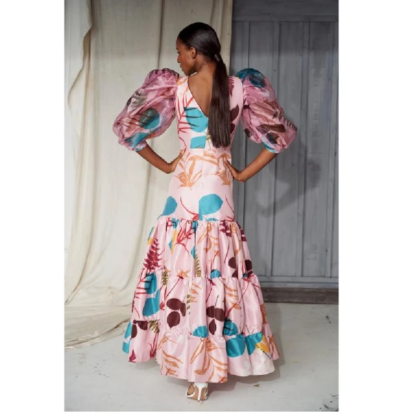 Manglar pink brown leaves dress – XS   Luxury Shoes 