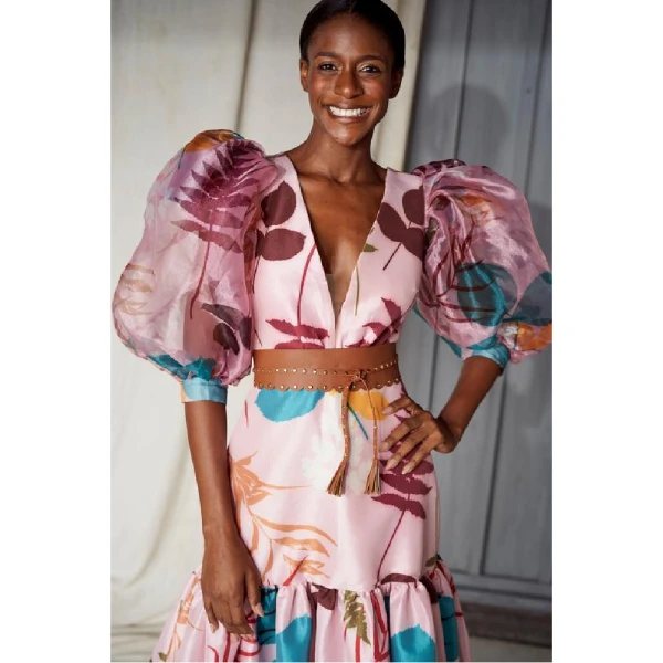 Manglar pink brown leaves dress – XS   Luxury Shoes 