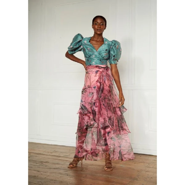 Manglar pink brown leaves dress – XS   Luxury Shoes 