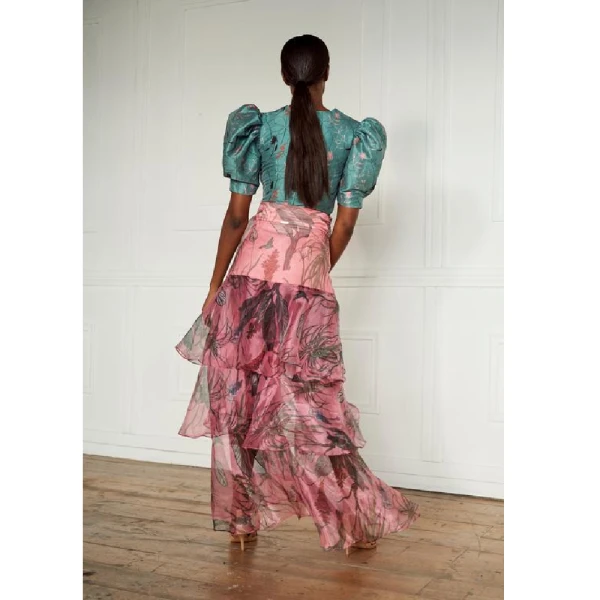 Manglar pink brown leaves dress – XS   Luxury Shoes 