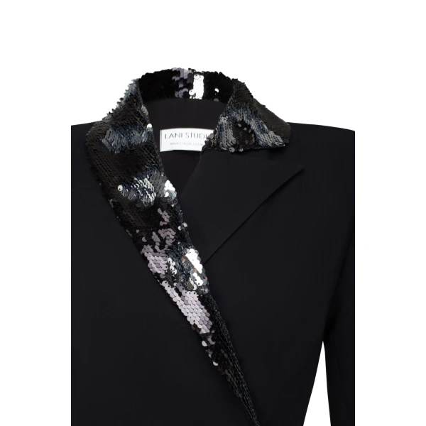 silver sequin tuxedo dress ‘S Black And Silver Sequin Tuxedo Dress Clothing black dress Luxury Shoes 