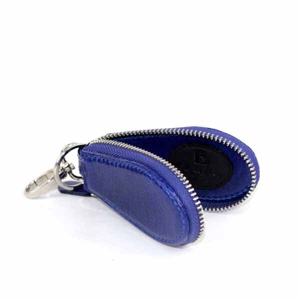Bangkok Bootery Blue Leather Car Keychain, view 3