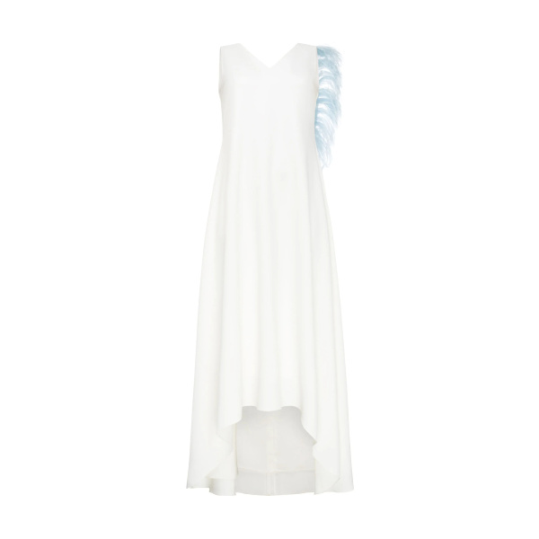 White Dress with feather White Dress with feather Clothing Apple Bodyshape Luxury Shoes 