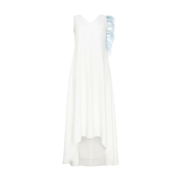 White Dress with feather White Dress with feather Clothing Apple Bodyshape Luxury Shoes 