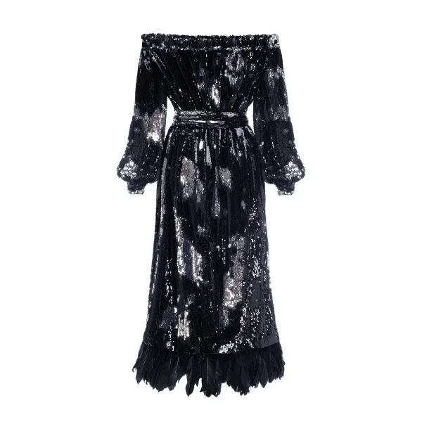 silver sequin tuxedo dress Sequin Shoulder Dress With Removable Feathers Clothing Cocktail Party Luxury Shoes 