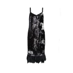 Dress In Black And Silver Sequins With Removable Feathers – XL   Luxury Shoes 