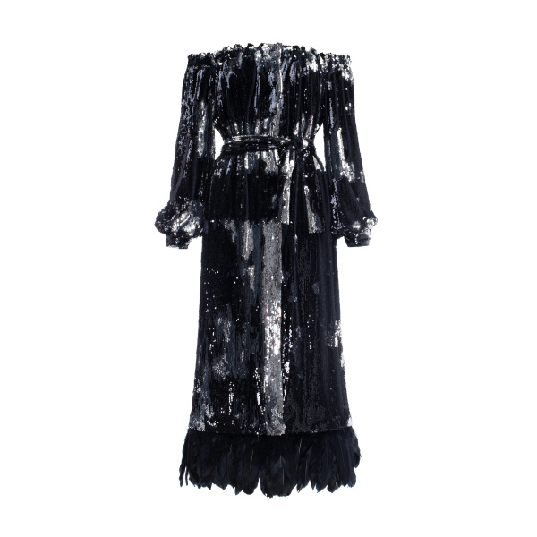 silver sequin tuxedo dress Sequin Shoulder Dress With Removable Feathers Clothing Cocktail Party Luxury Shoes 