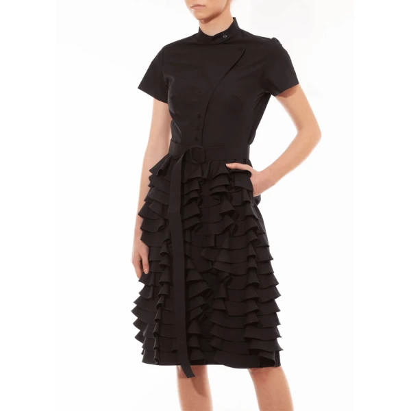 Talented women’s little black ruffle dress Clothing Black Luxury Shoes 