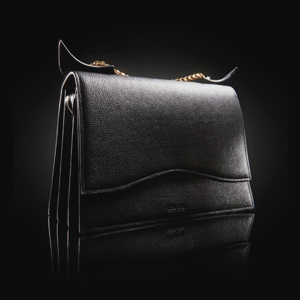 Diavolino Piccolino Xl Black Calf Leather Shoulder Bag Bags Black Luxury Shoes 