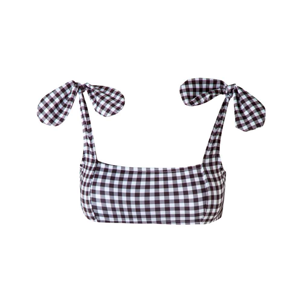 Morioka-Top-Black-Gingham-Front VerdeLimon women’s morioka checkered swim top Beachwear beachwear Luxury Shoes