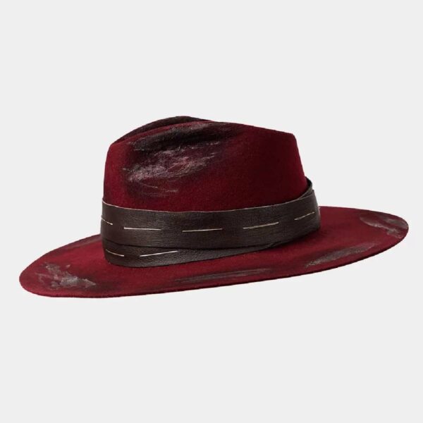 Lina Osorio Red rustic felt hat, view 2