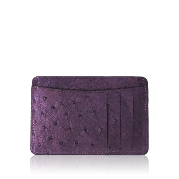 Ostrich Leather Plum Cardholder Accessories Bangkok Bootery Luxury Shoes 