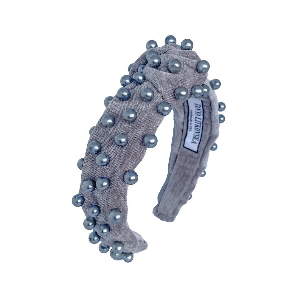 Pearled_Grey_Velvet_Knotted_Headband_1_1296x Pearl Headband in Grey Velvet | Jewelled headband