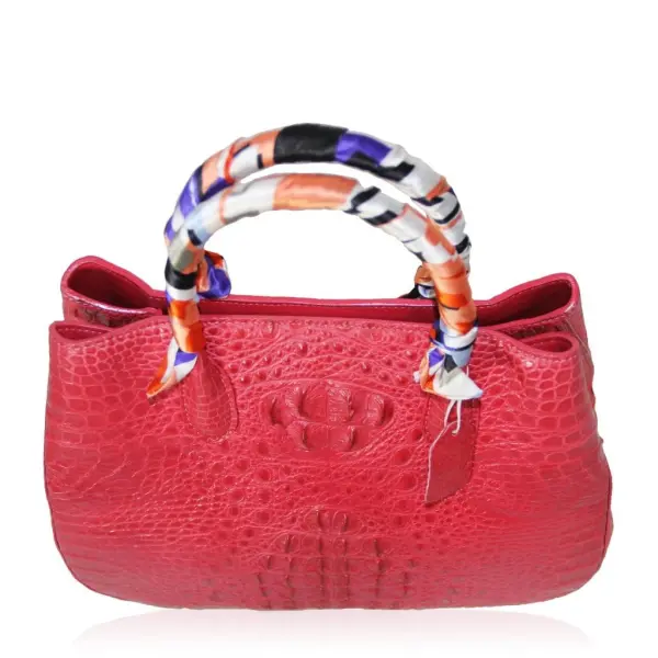 Women’s Red Crocodile Leather Novel Handbag Bags Bangkok Bootery Luxury Shoes 