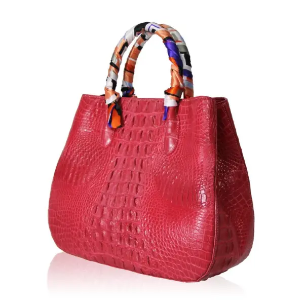 Women’s Red Crocodile Leather Novel Handbag Bags Bangkok Bootery Luxury Shoes 