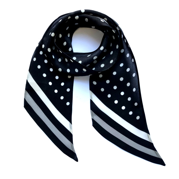 Ingmarson women’s polka dot silk neck scarf black Accessories made in uk Luxury Shoes 