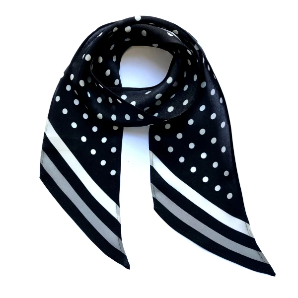 Ingmarson women’s polka dot silk neck scarf black Accessories made in uk Luxury Shoes 