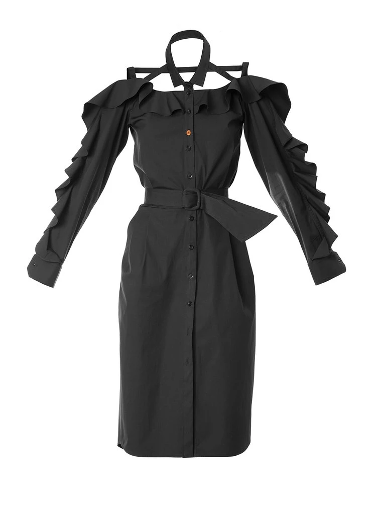Ruffledressblack_1024x1024 Ruffled black bare shoulder dress Clothing black dress Luxury Shoes