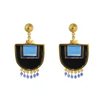 Flor Amazona women’s santo domingo blue gold earrings Earrings  Luxury Shoes 