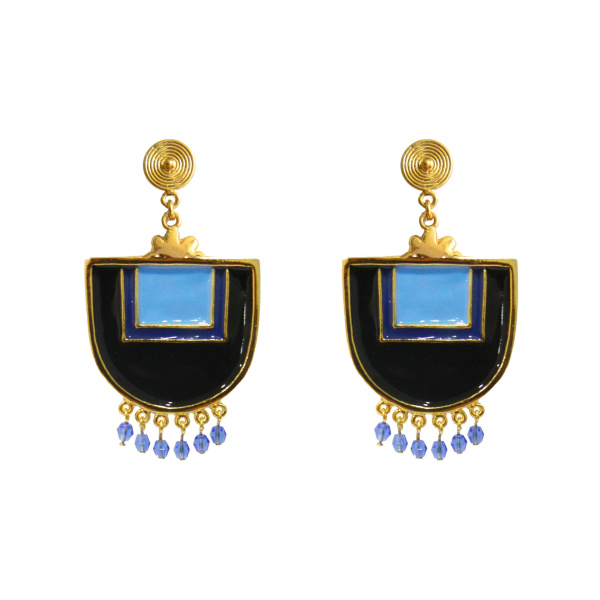 Flor Amazona women’s santo domingo blue gold earrings Earrings  Luxury Shoes 
