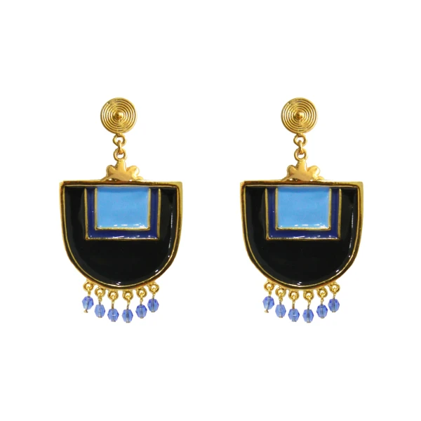 Flor Amazona women’s santo domingo blue gold earrings Earrings  Luxury Shoes 